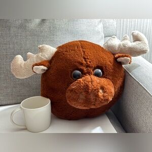 Plush Brown Soft Moose Pillow From Alaska Not Used